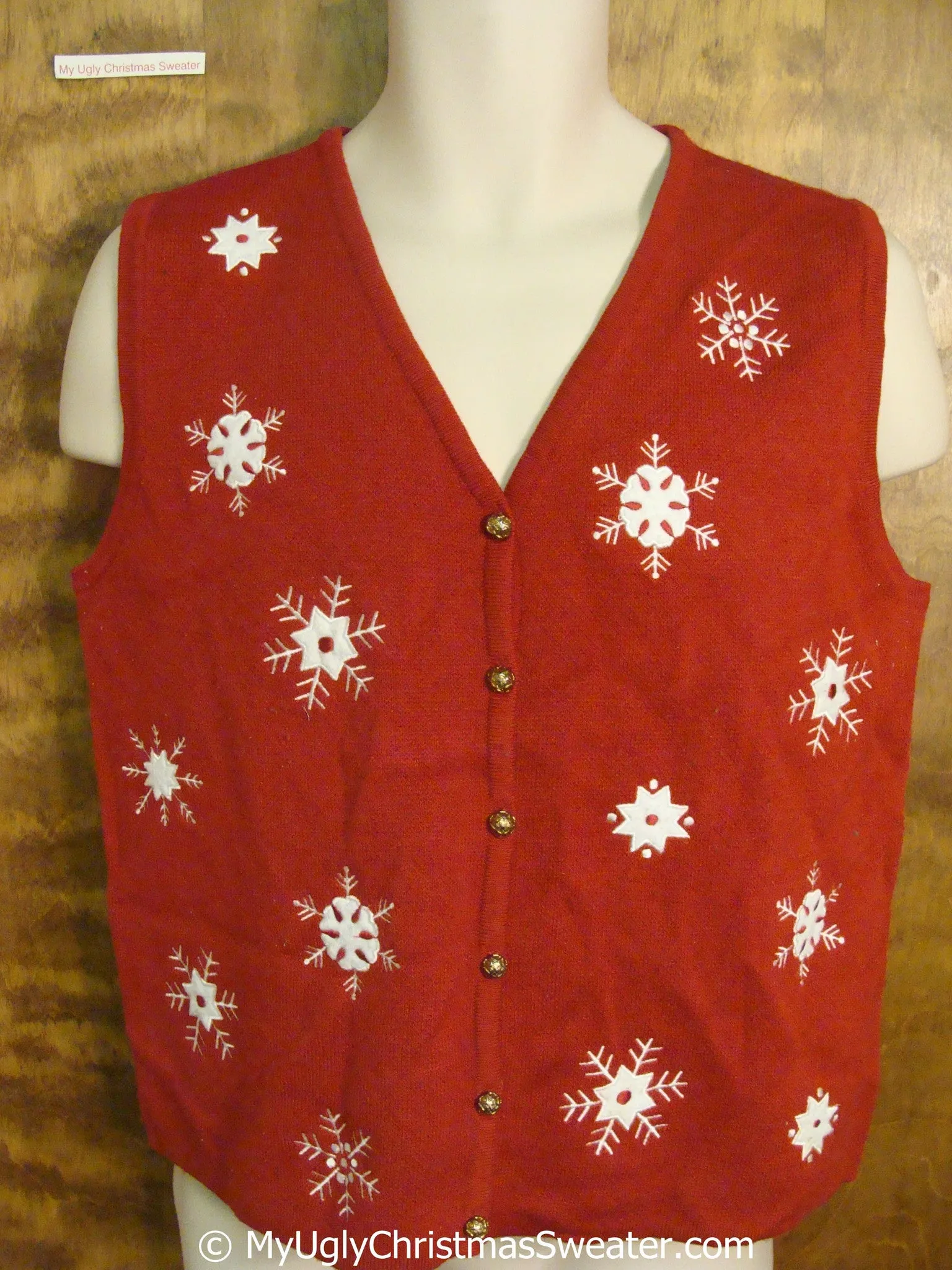 Cheap Red Christmas Sweater Vest with Snowflakes