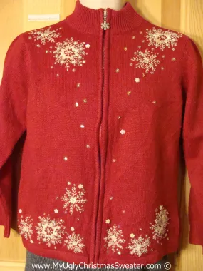 Cheap Tacky Cheesy Holiday Sweater with Snowflakes (f1168)