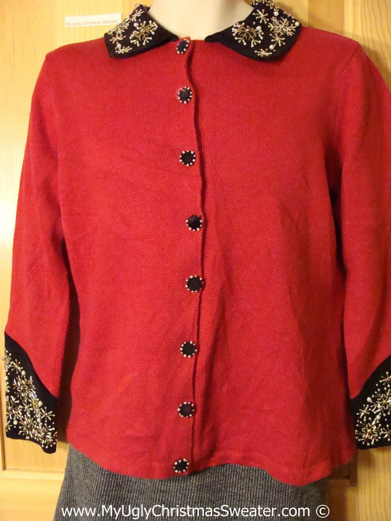 Cheap Tacky Red Sweater with Bling Accents (f1002)