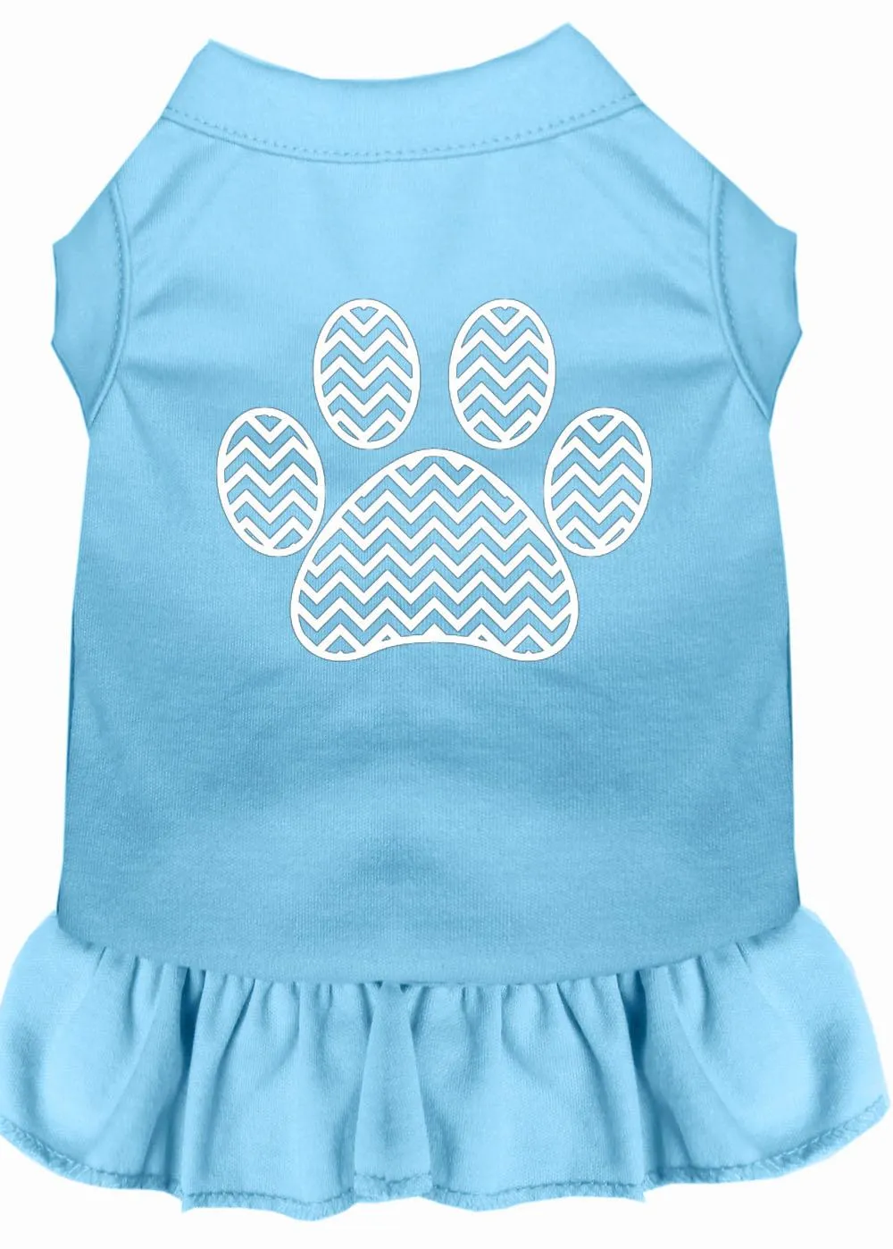 Chevron Paw Screen Print Dress Baby Blue Xl (16)