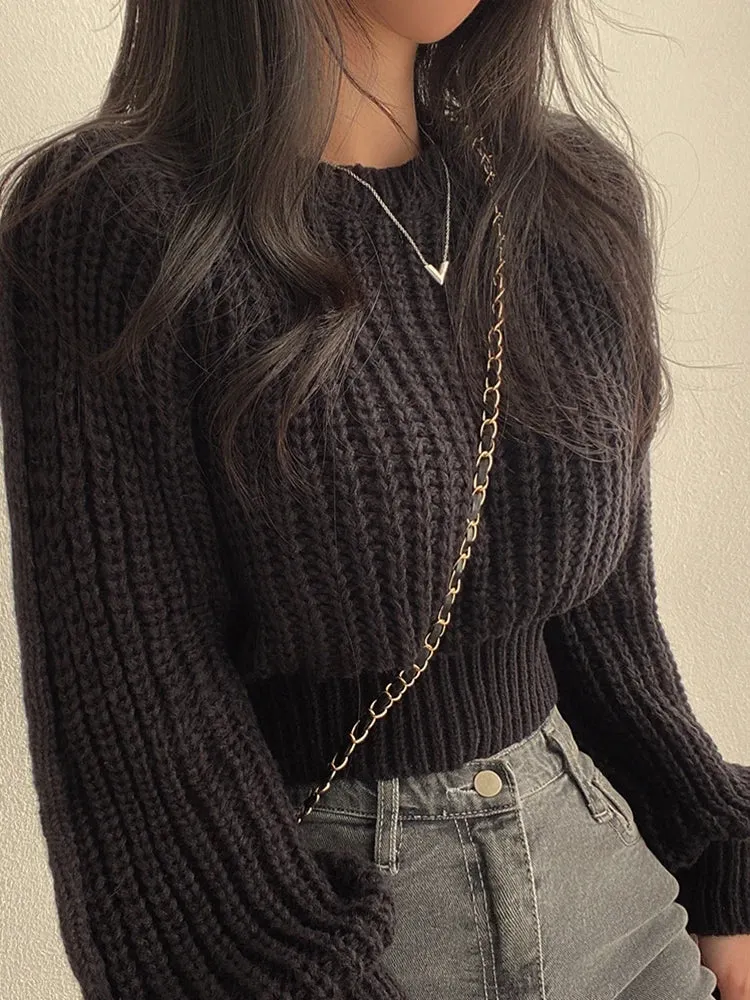 Chic Crop Knit Korean-Inspired Jumper