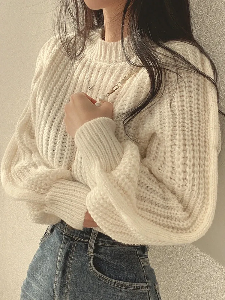 Chic Crop Knit Korean-Inspired Jumper