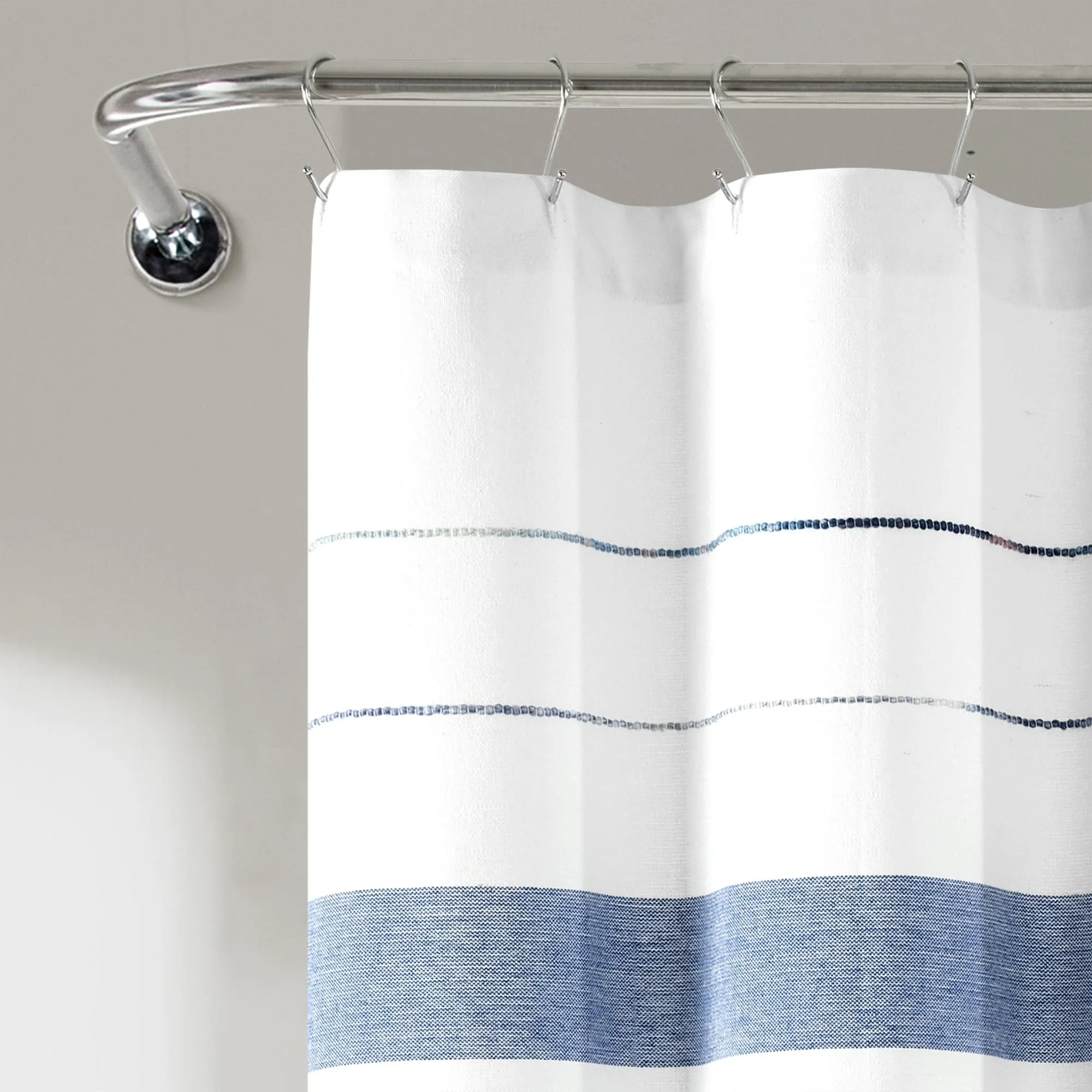 Chic Stripe Yarn Dyed Eco-Friendly Recycled Cotton Blend Shower Curtain