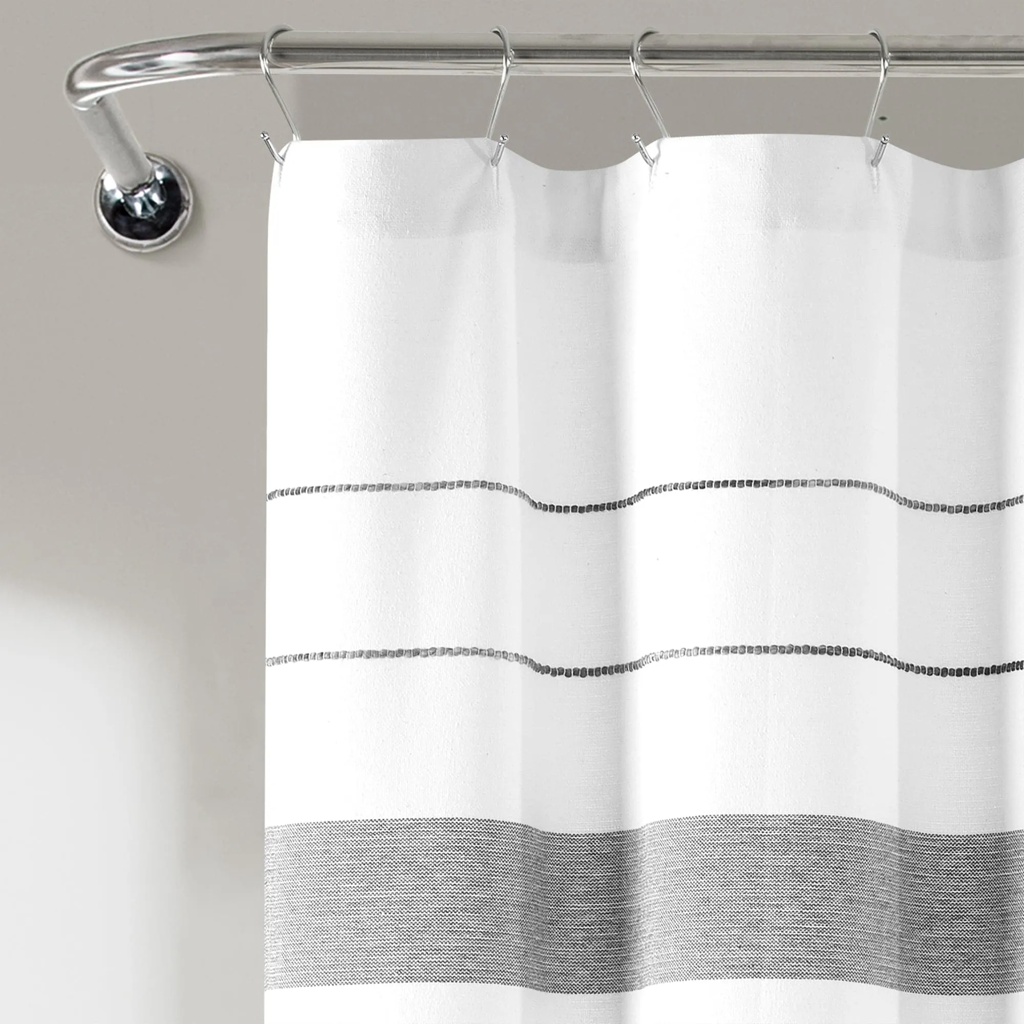 Chic Stripe Yarn Dyed Eco-Friendly Recycled Cotton Blend Shower Curtain