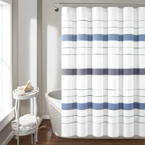 Chic Stripe Yarn Dyed Eco-Friendly Recycled Cotton Blend Shower Curtain