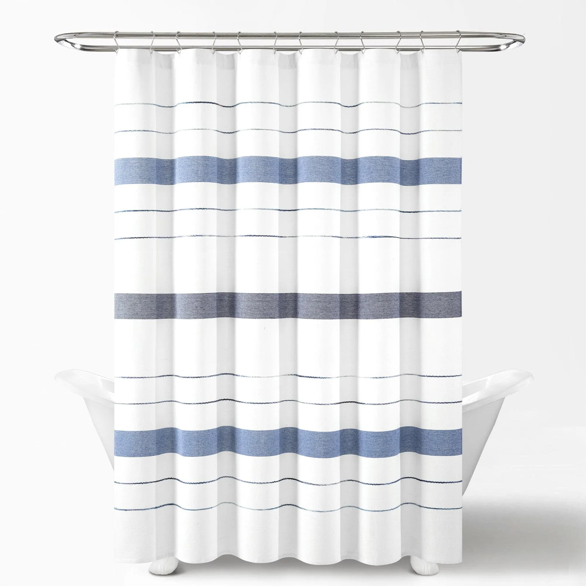 Chic Stripe Yarn Dyed Eco-Friendly Recycled Cotton Blend Shower Curtain