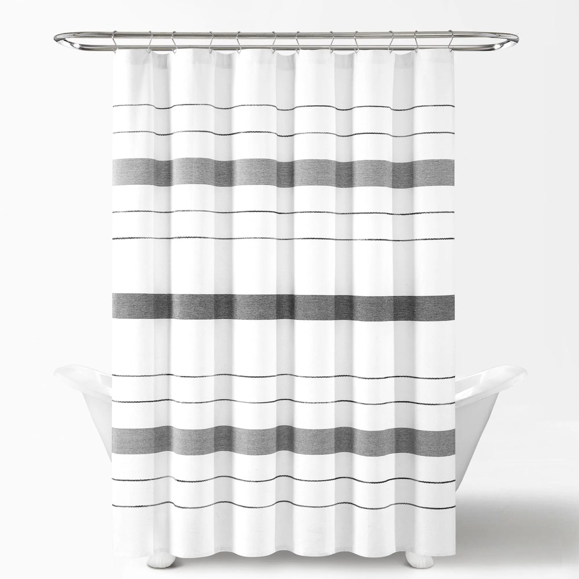 Chic Stripe Yarn Dyed Eco-Friendly Recycled Cotton Blend Shower Curtain