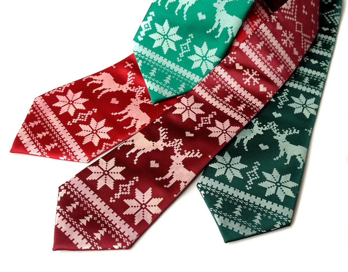 Christmas Sweater Necktie. Ugly Holiday Sweater tie.