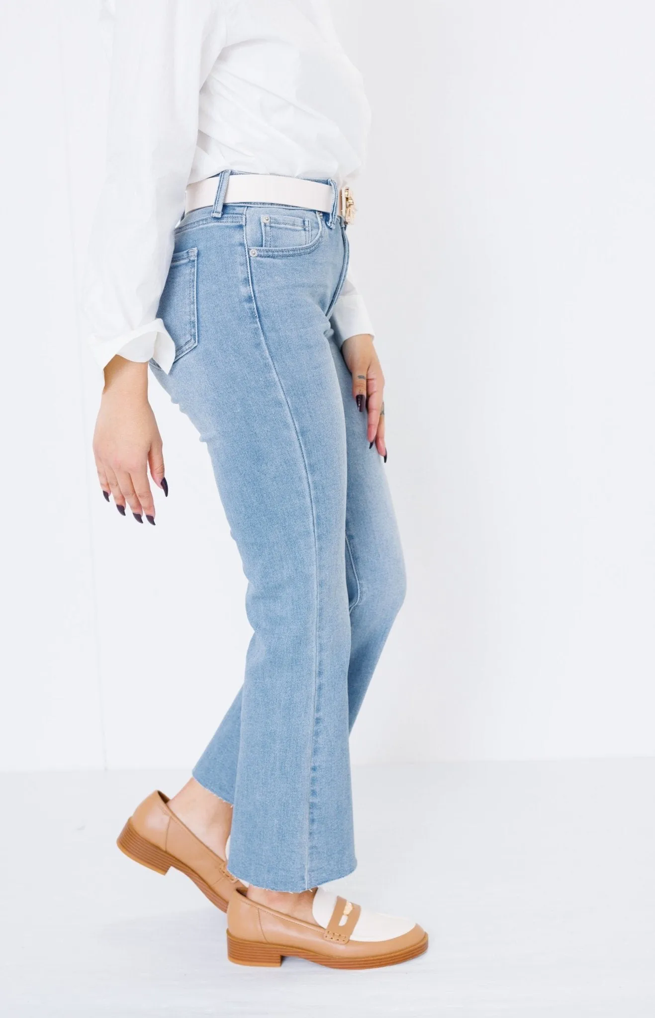 Claire Cropped Flare Jeans, LIGHT DENIM