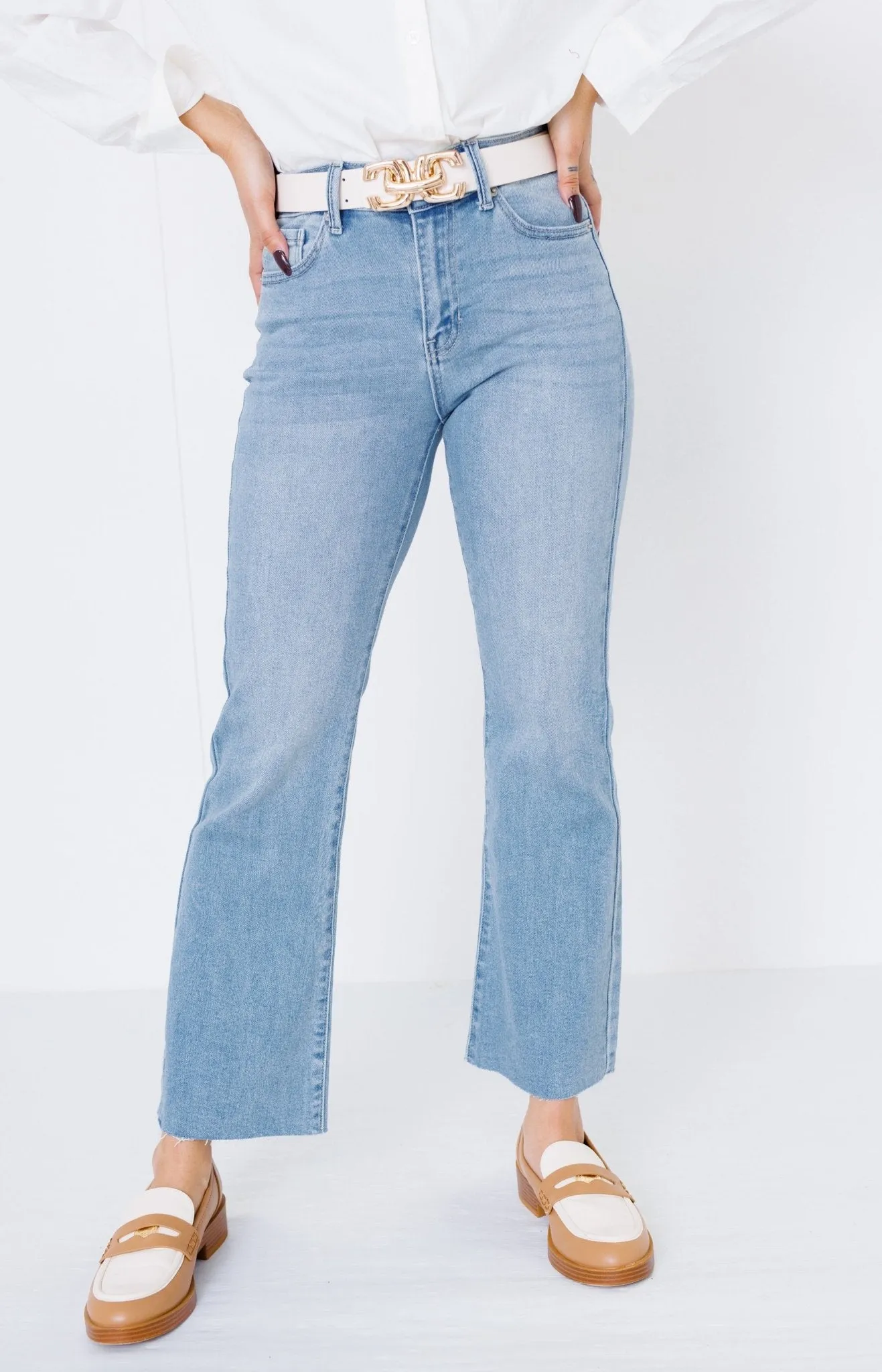 Claire Cropped Flare Jeans, LIGHT DENIM