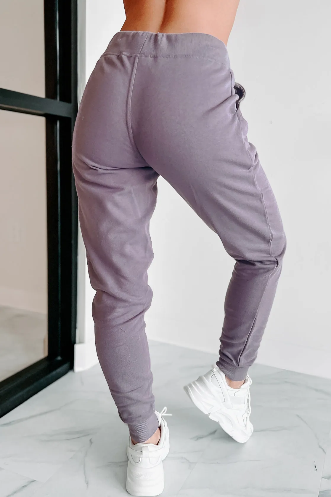 Comfortably Cool Zip-Front Crop Hoodie & Jogger Set (Dusty Purple)