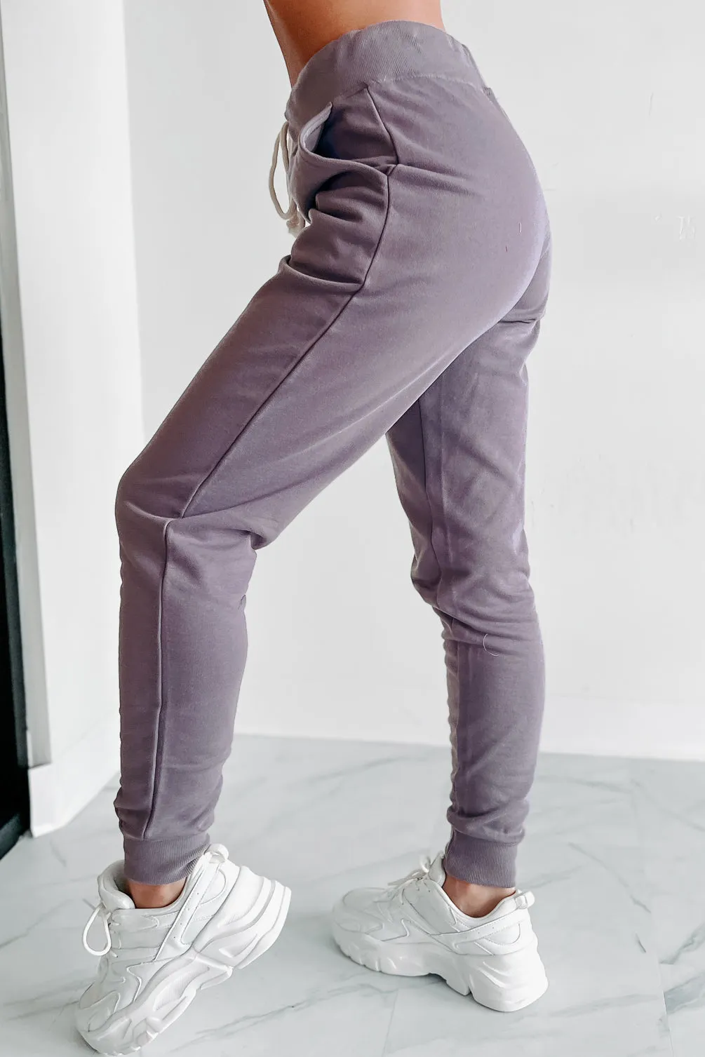 Comfortably Cool Zip-Front Crop Hoodie & Jogger Set (Dusty Purple)