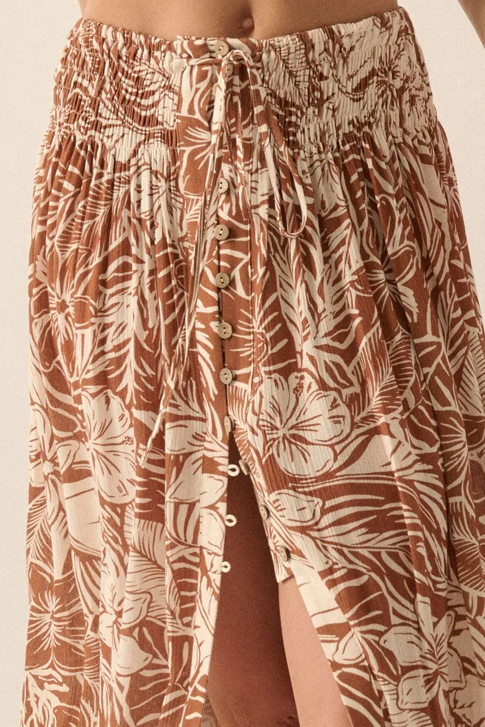 Coral Sands High Waisted Floral Maxi Skirt