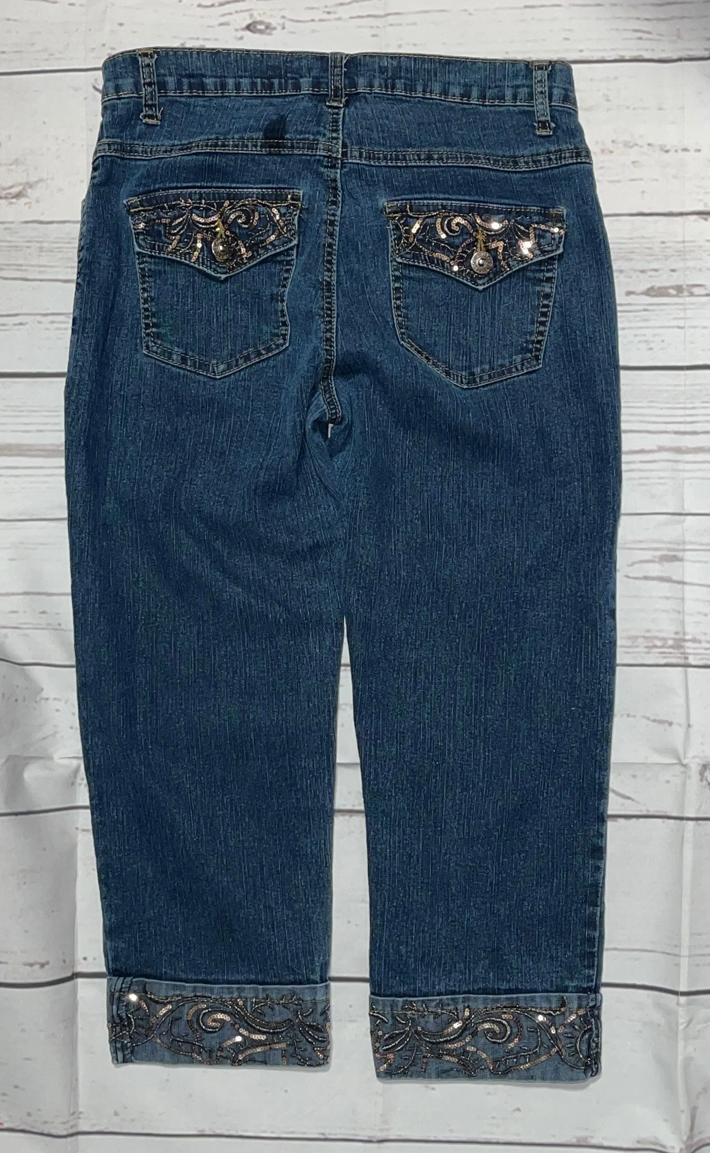 COS Cropped Jeans Golden Sequins Embellishment Size 4