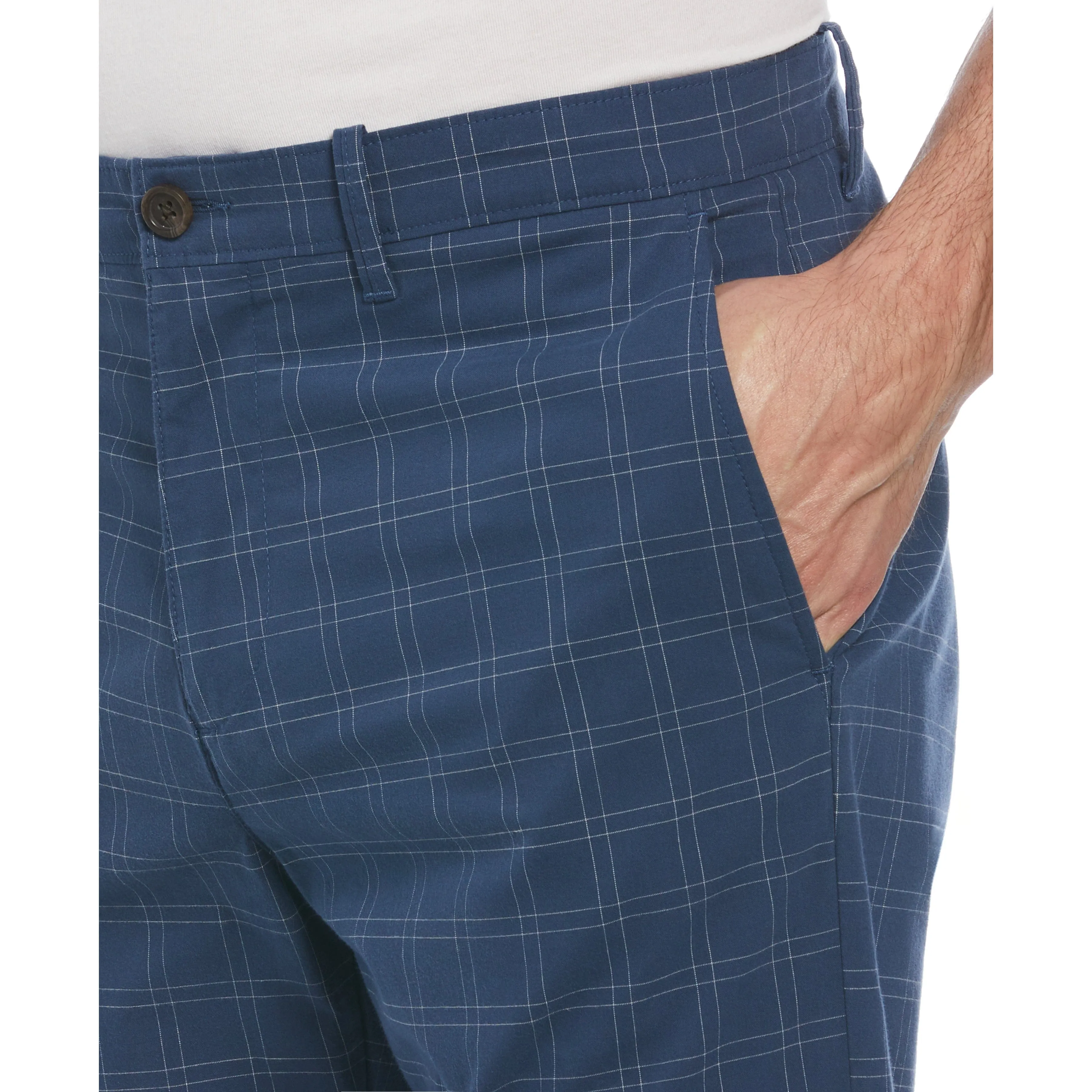 Cotton Blend Check Pattern Slim Fit Chino