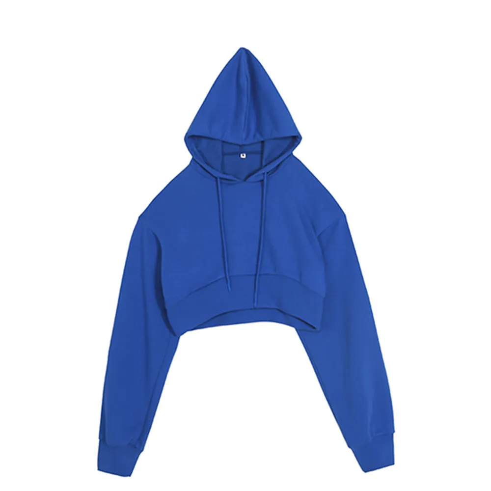 Crop Top Puffy Sleeve Pullover Hoodie Various Colors Sweater Sweatshirt