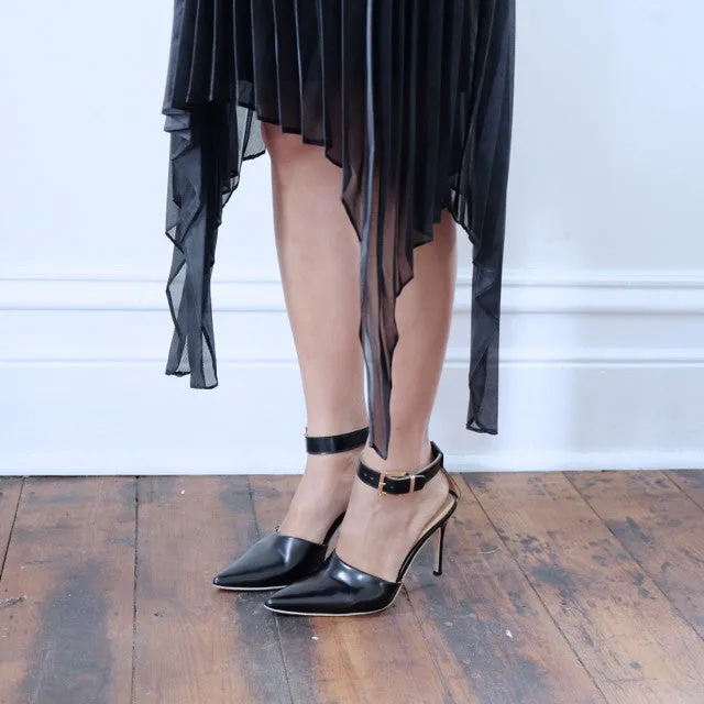 Daniela Knife Pleat Black Double Skirt