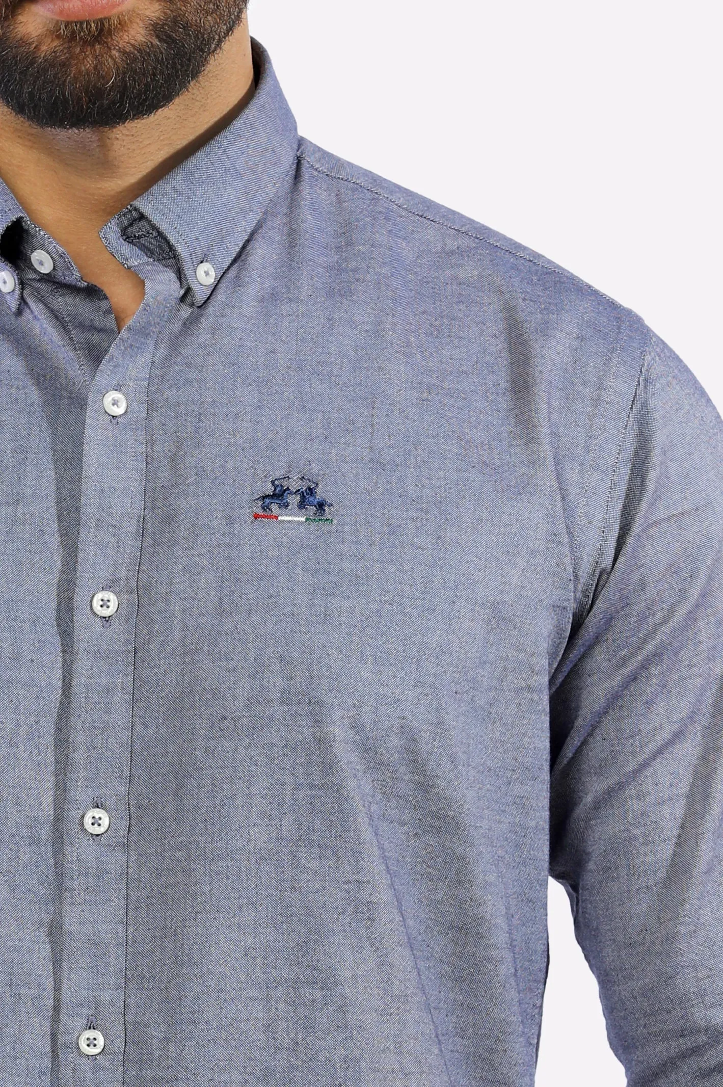 Dark Blue Textured Casual Shirt