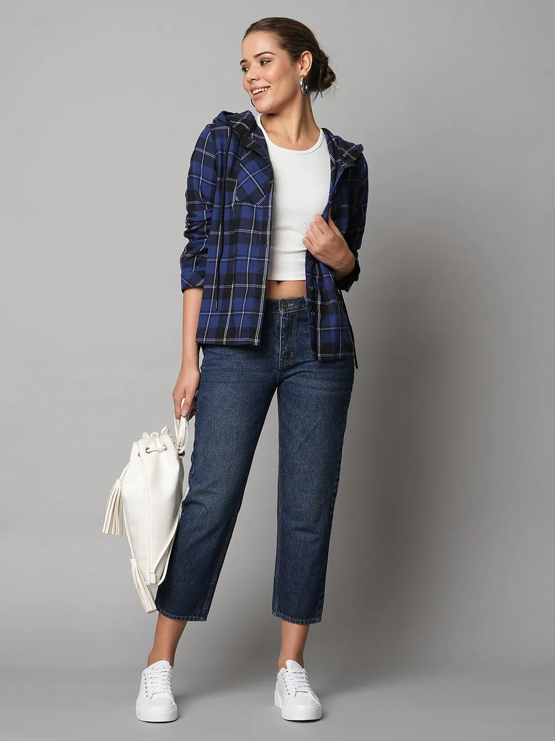 Dark Wash Denim Mid Rise Straight Leg Cropped Jeans