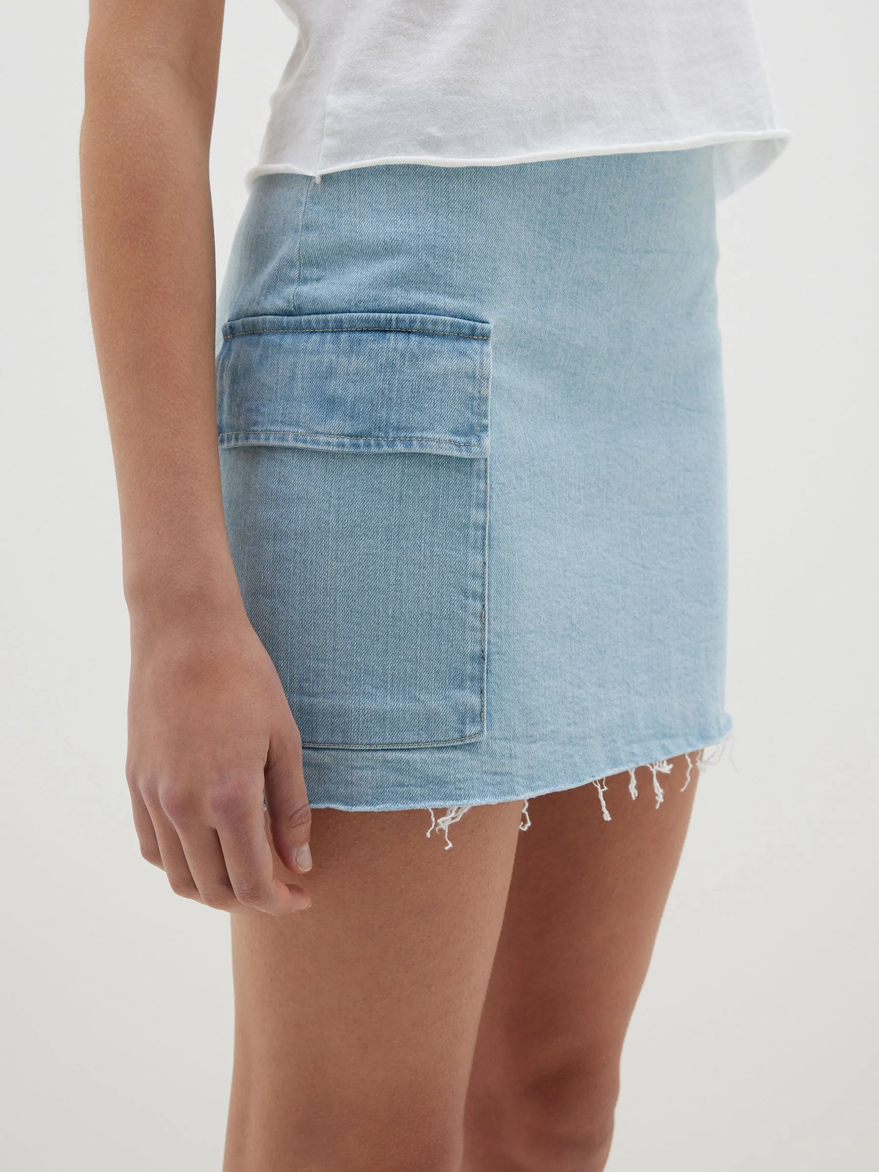 denim utility mini skirt