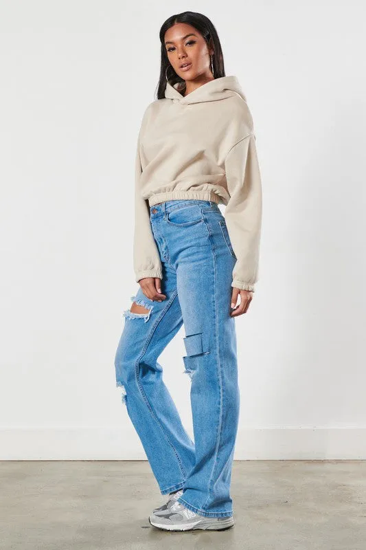 Distressed Wide Leg Jeans - ONLINE ONLY