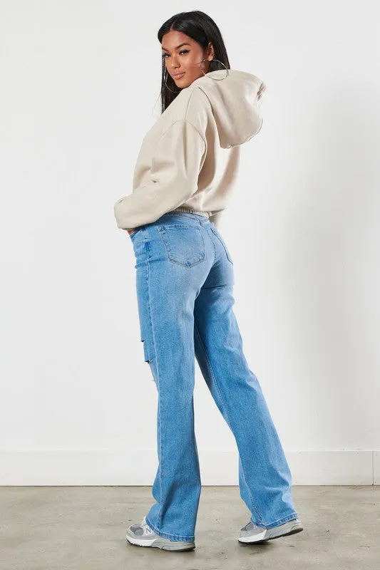 Distressed Wide Leg Jeans - ONLINE ONLY