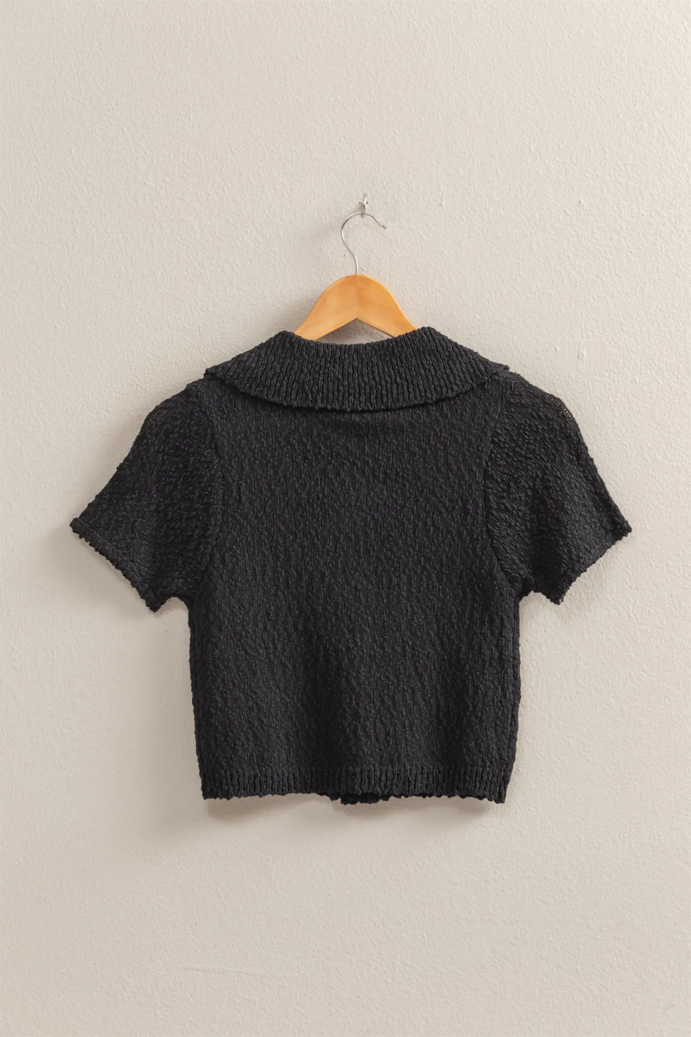 DZ25C171-Everyday Button-Front Crop Sweater Top