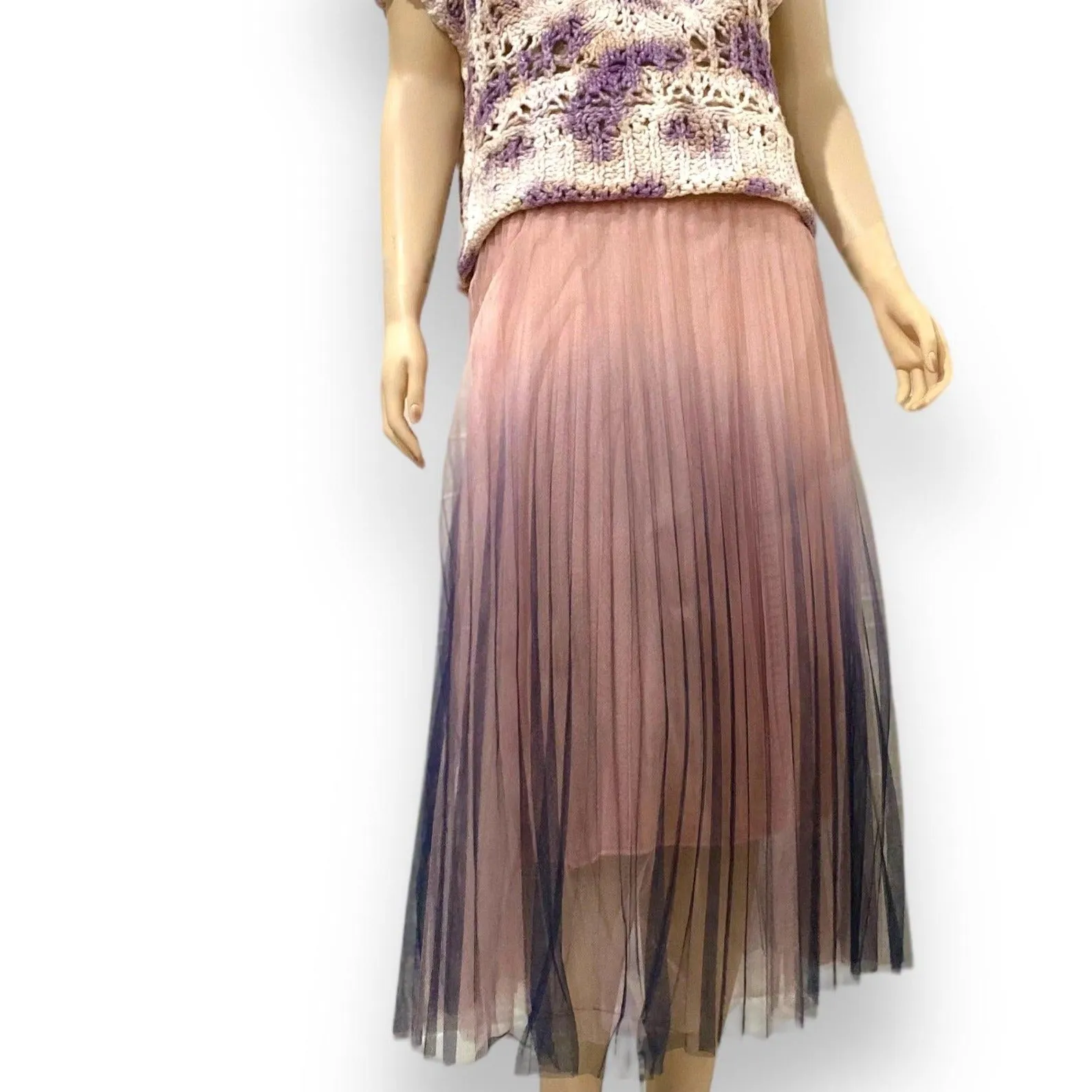 Elegant Pink Tulle Long Skirt