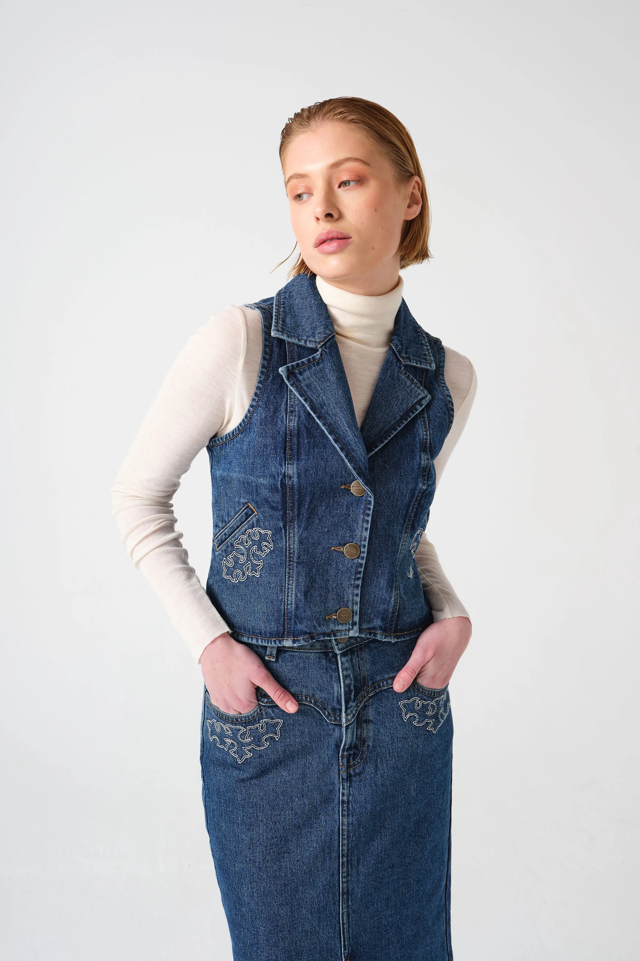 Embroidered Mia Vest in Idaho Vintage