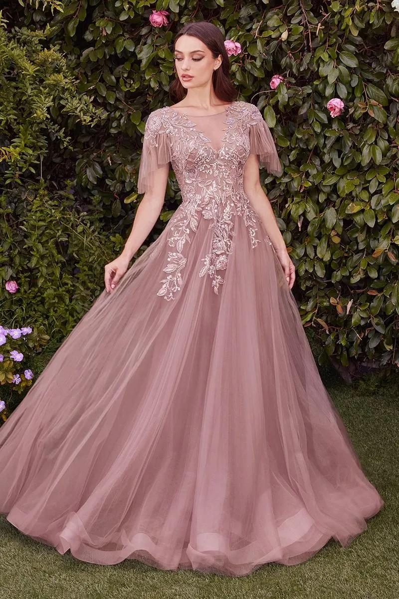 ESTATE FLORAL TULLE GOWN CDA1351