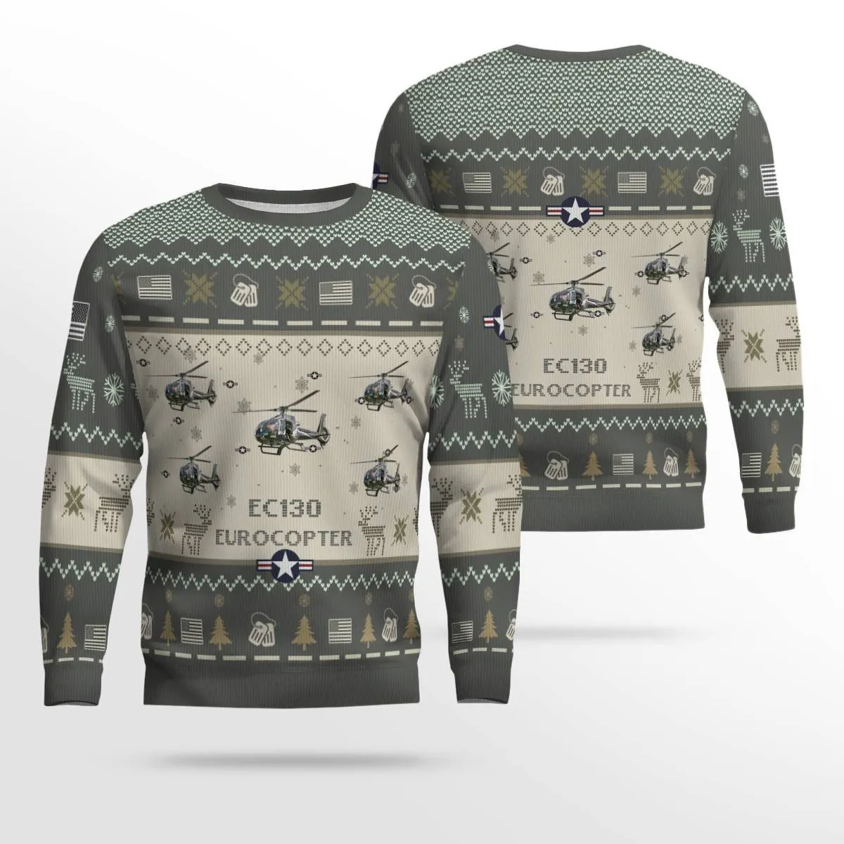 Eurocopter EC130_Aircraft Ugly Sweater, Ugly Sweater Christmas Shirt for Men Dad Veteran