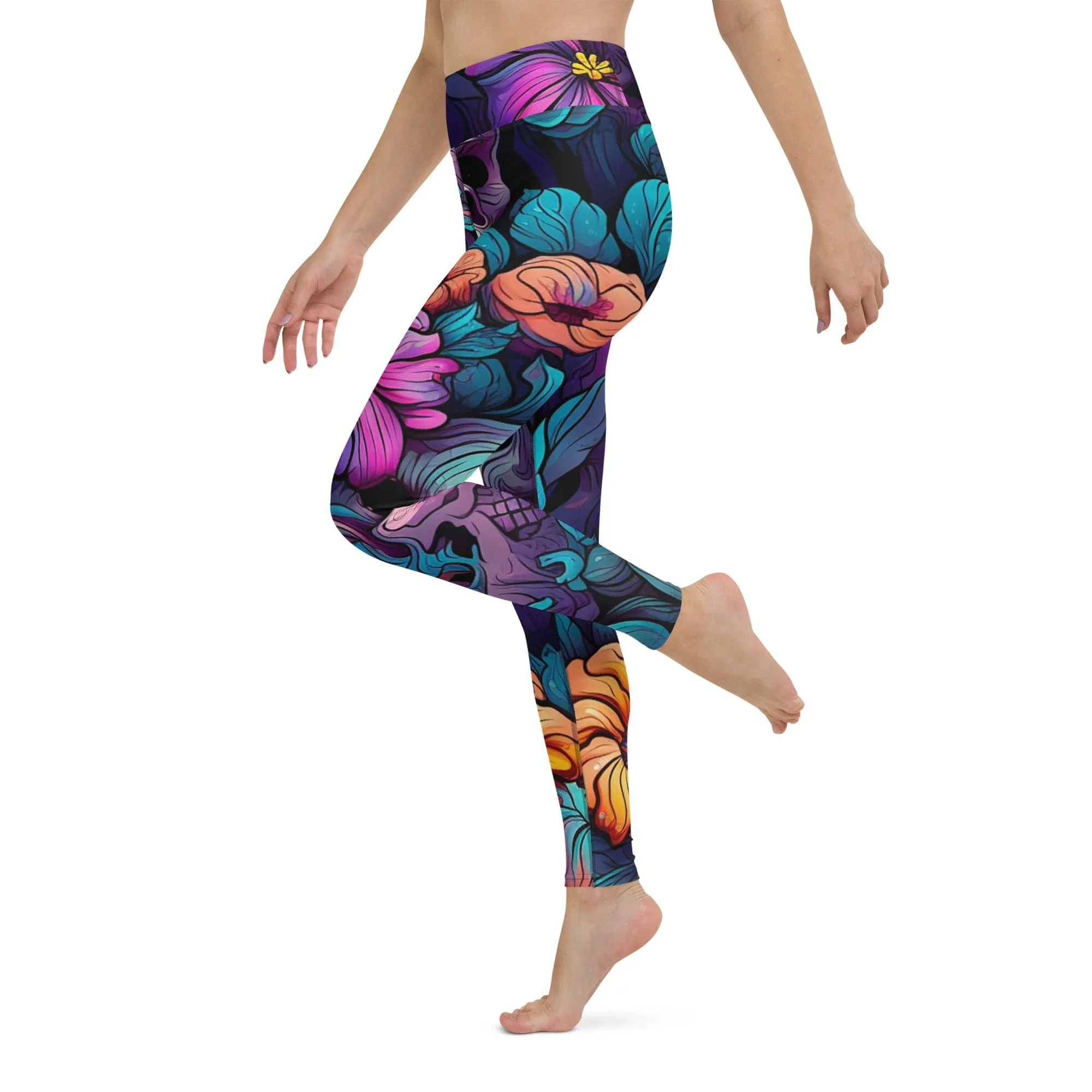 Experience The Bold And Vibrant Energy Of Our Bright Colors Skull Yoga Leggings