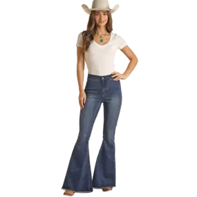 Extra Stretch High Rise Bell Bottom Jeans Rock & Roll Denim for Women