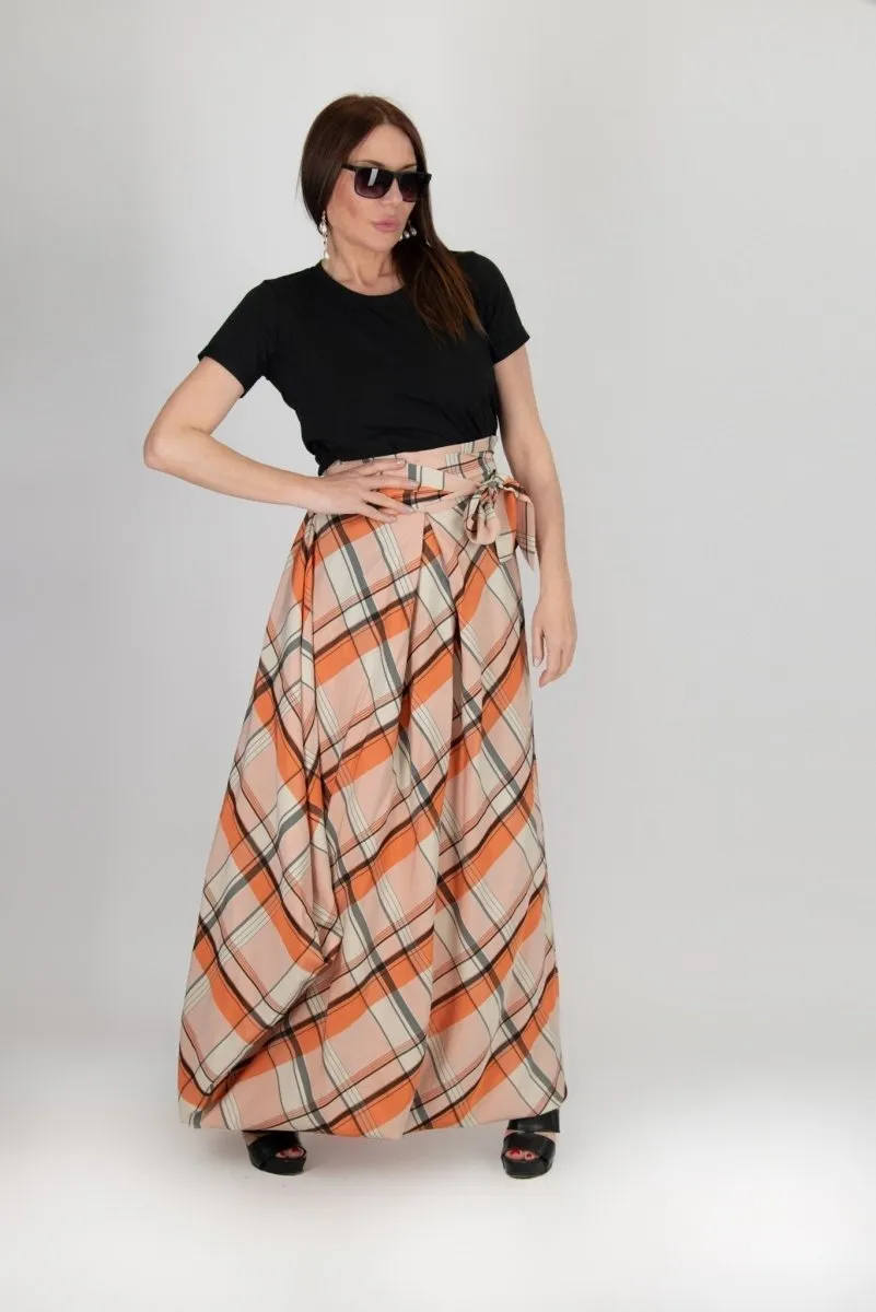 FANTASY Plaid Long Wide Skirt SALE