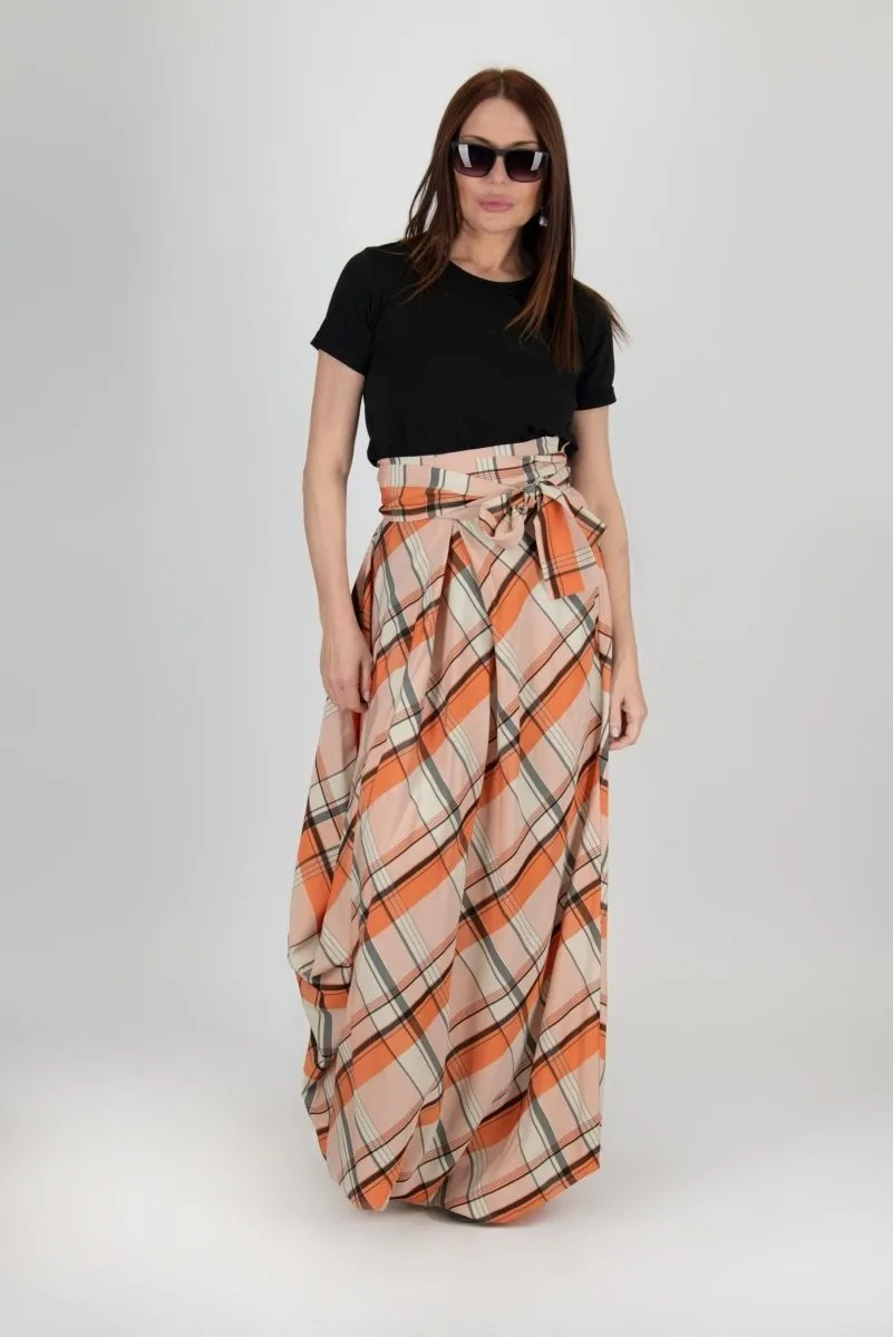 FANTASY Plaid Long Wide Skirt SALE