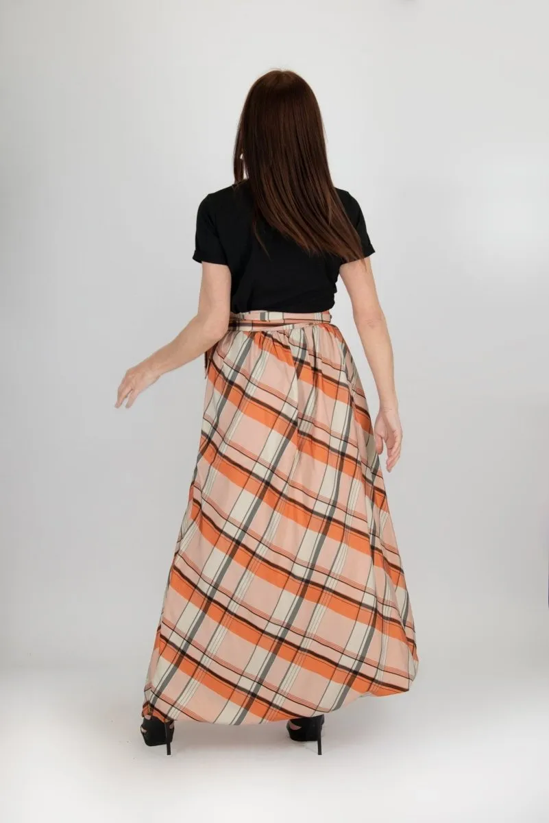 FANTASY Plaid Long Wide Skirt SALE