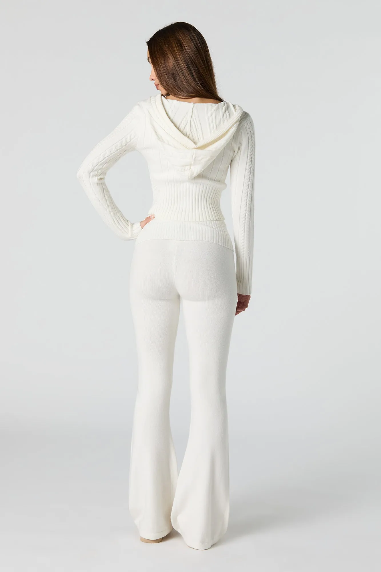 Foldover Waist Flare Knit Pant