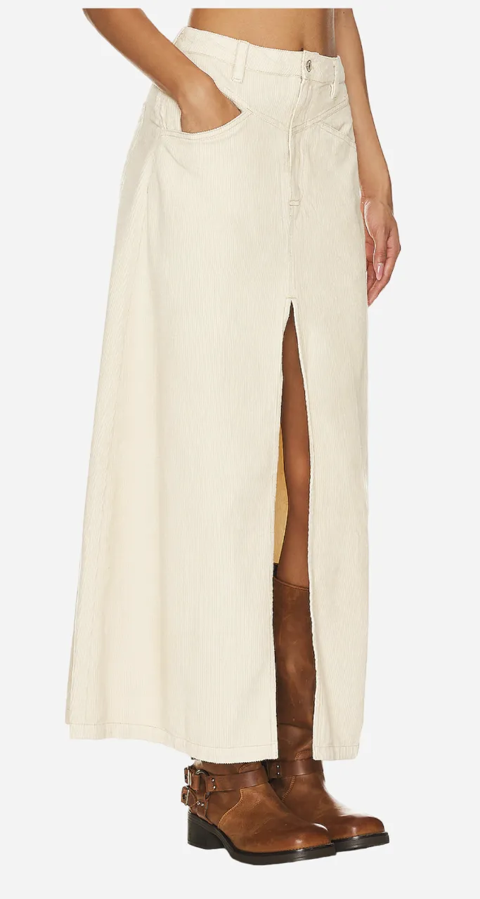 Free People Come As You Are Cord Maxi Skirt in Beechwood