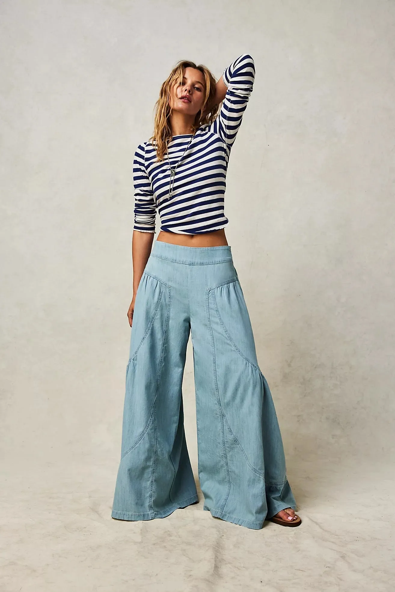 Free People Dawn On Me Wide Leg Jeans MOONLIT