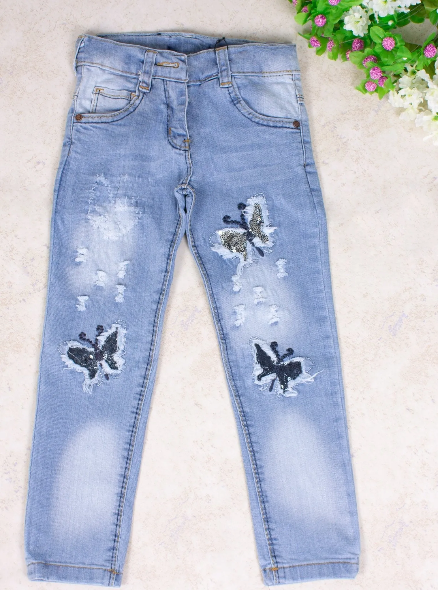 Girls' Butterfly Jeans Black