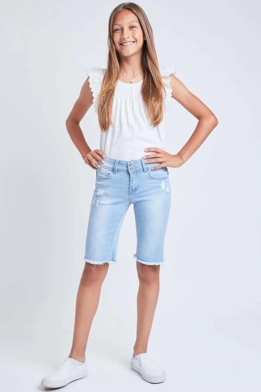 Girls Sustainable WannaBettaFit 2 Button Bike Shorts