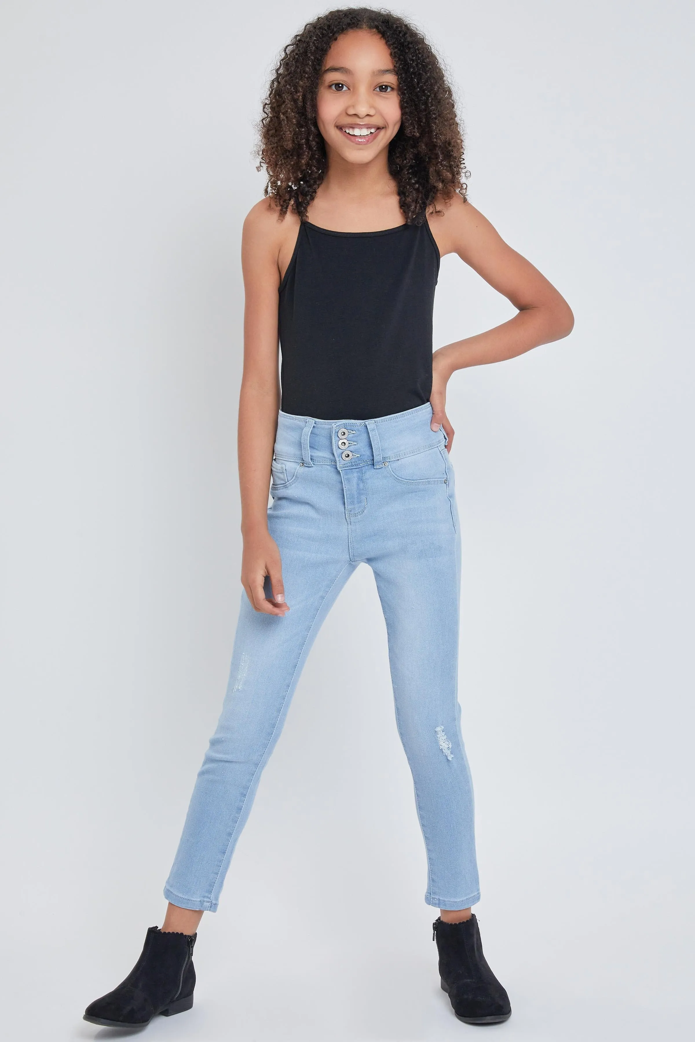 Girls Sustainable WannaBettaFit 3-Button Skinny Cuffed Jeans