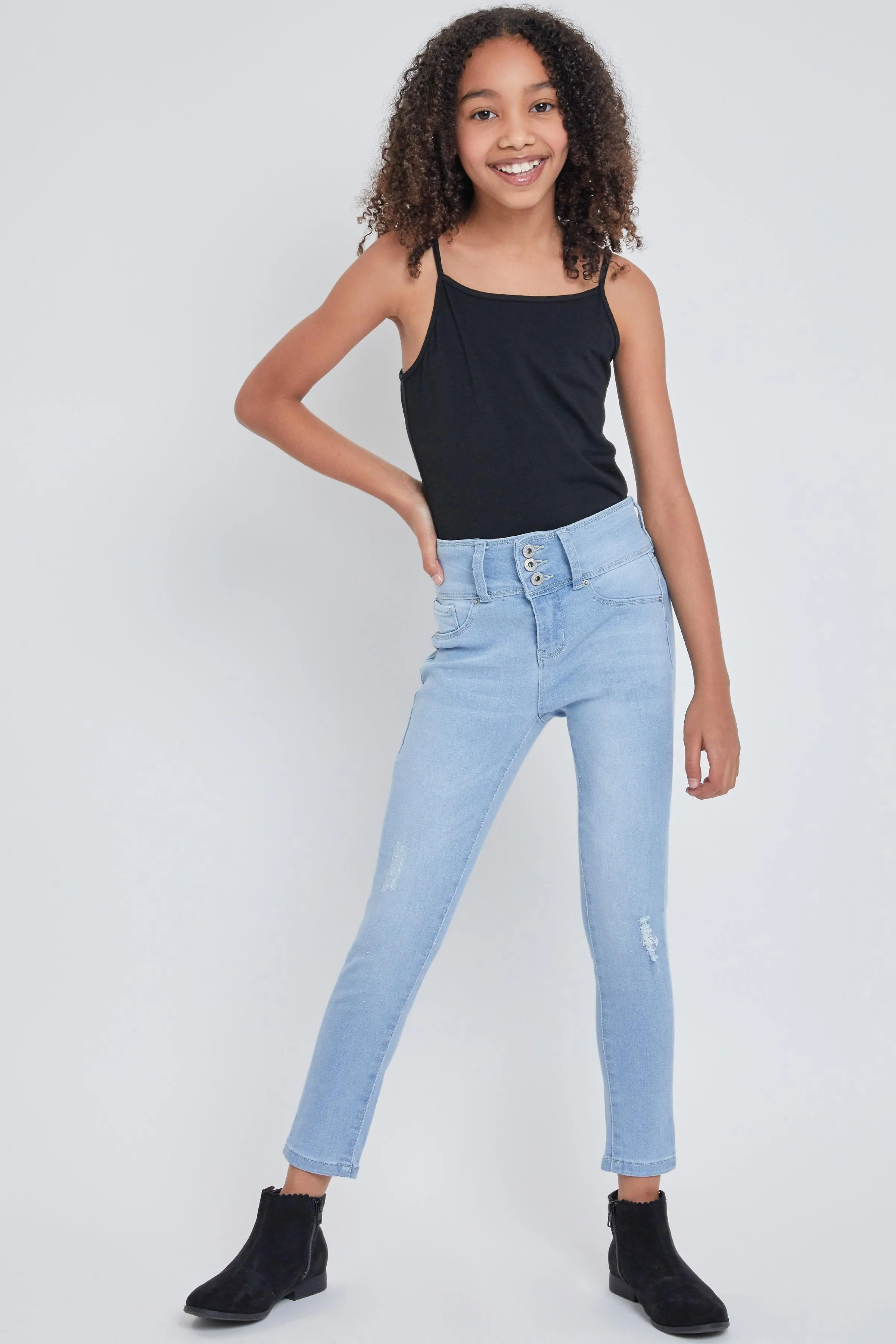 Girls Sustainable WannaBettaFit 3-Button Skinny Cuffed Jeans