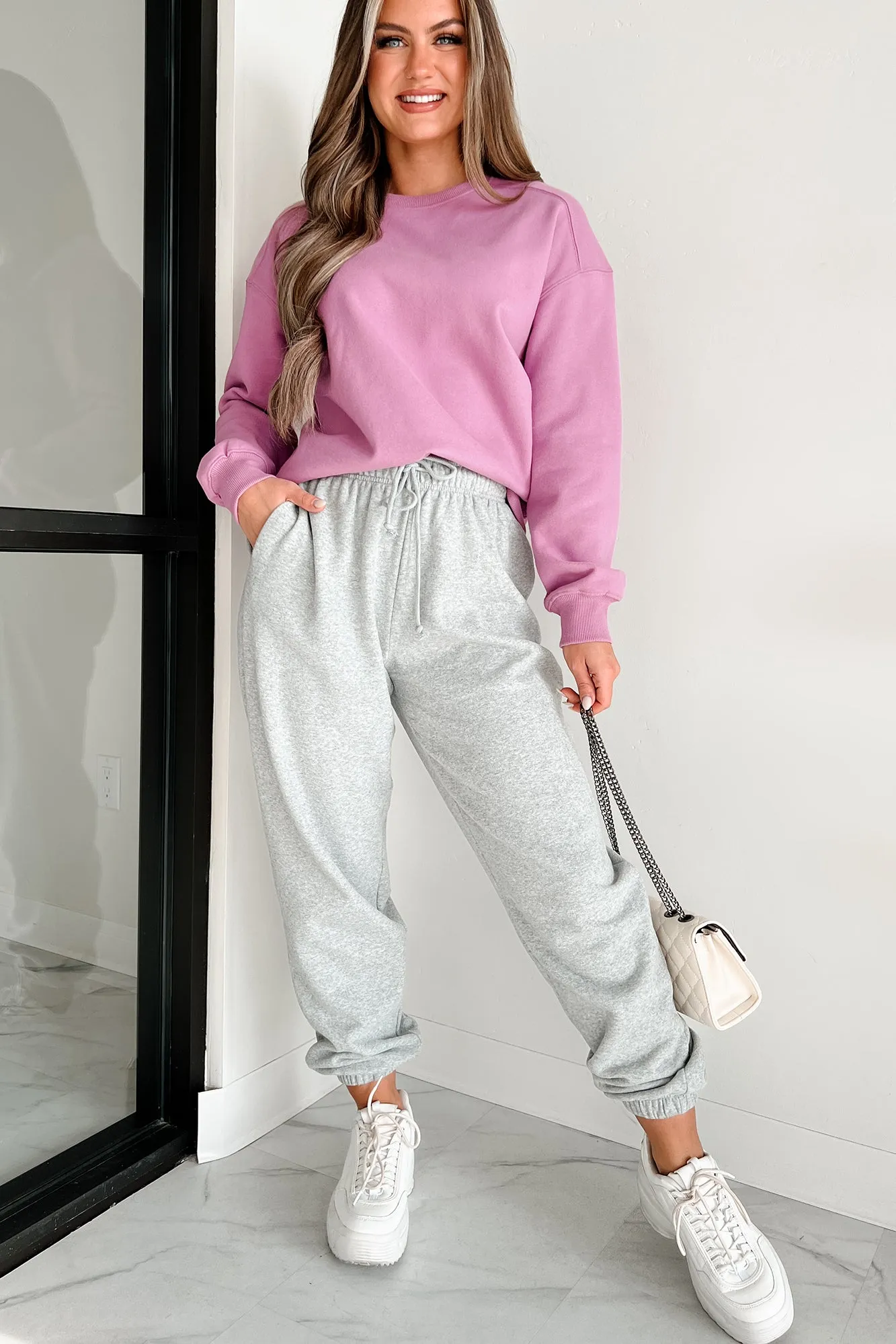 Gloomy Days Drawstring Waist Joggers (Heather Gray)