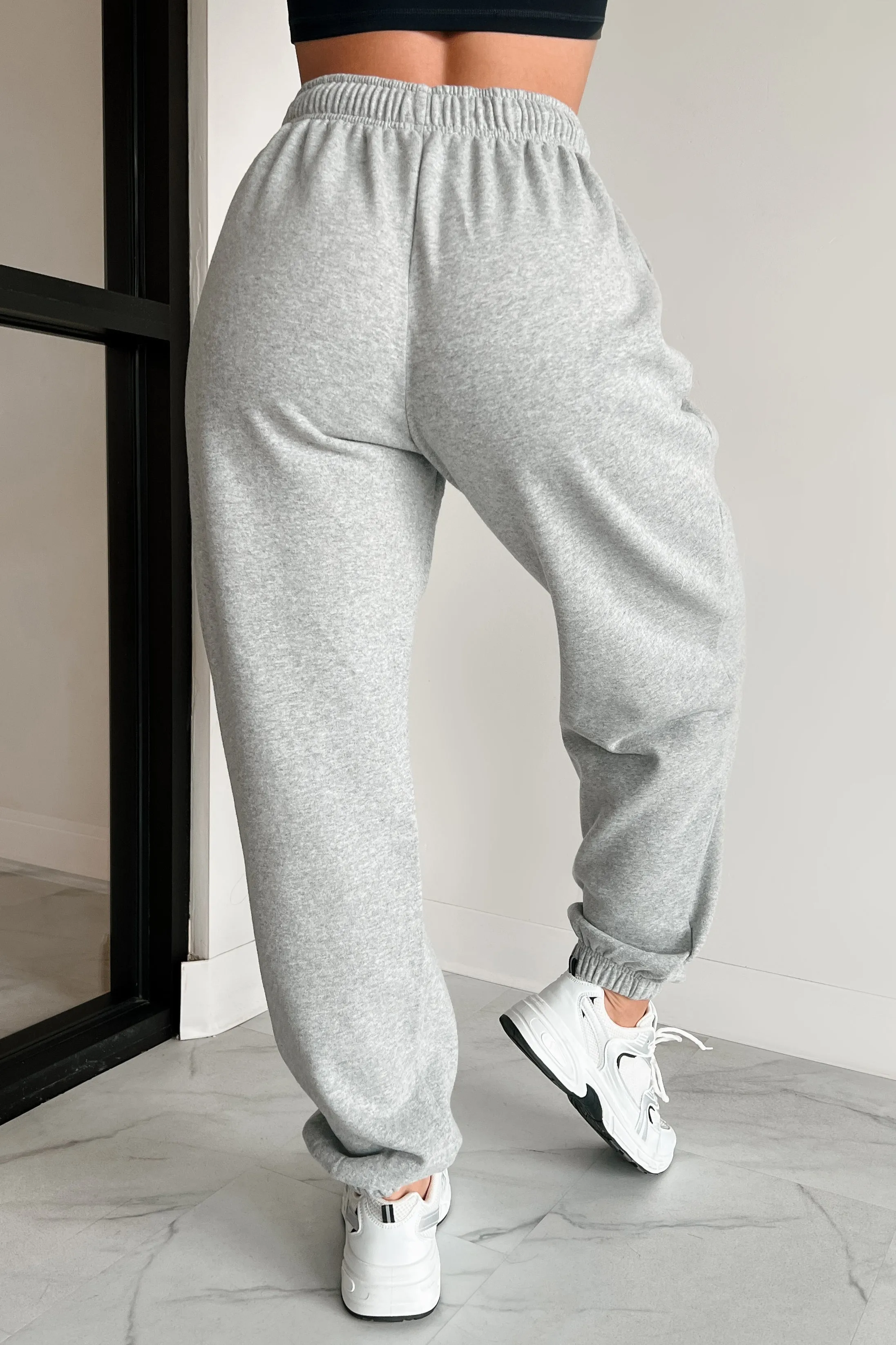 Gloomy Days Drawstring Waist Joggers (Heather Gray)