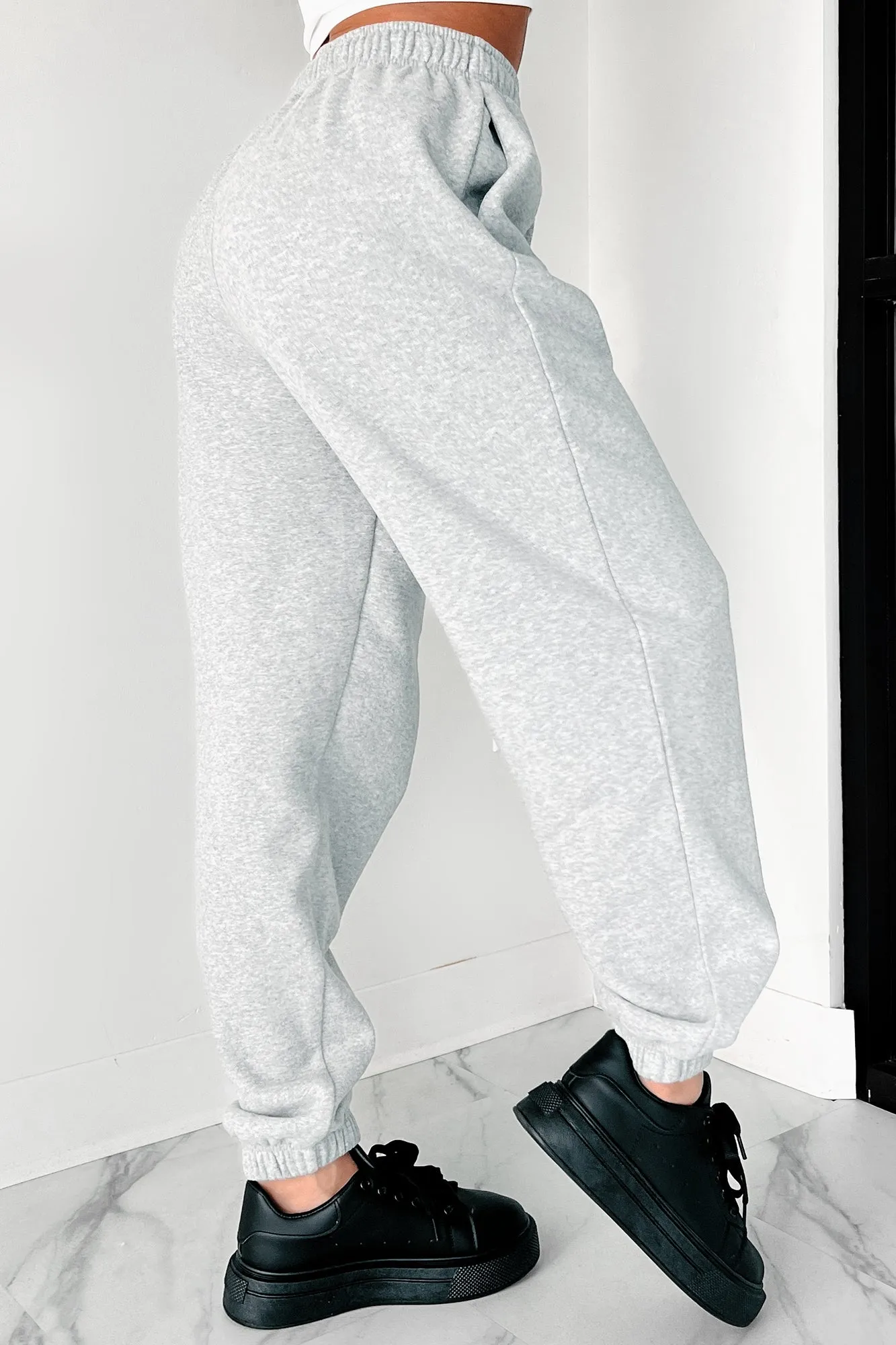 Gloomy Days Drawstring Waist Joggers (Heather Gray)