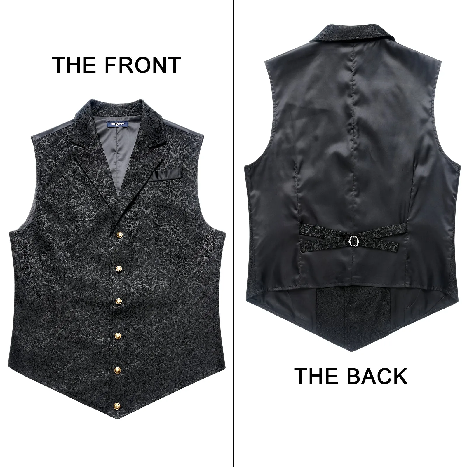 Gothic Lapel Party Vest for Men - BLACK-2