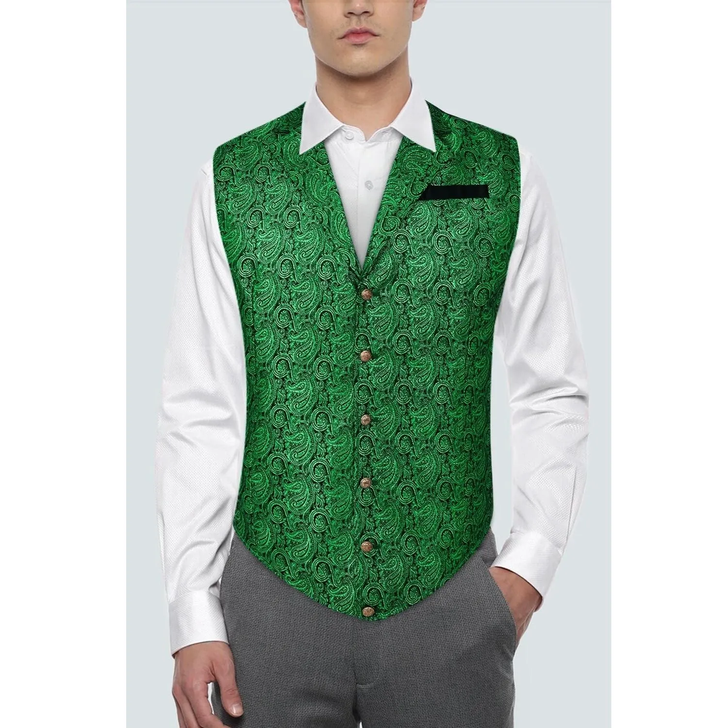 Gothic Lapel Party Vest for Men - GREEN-9