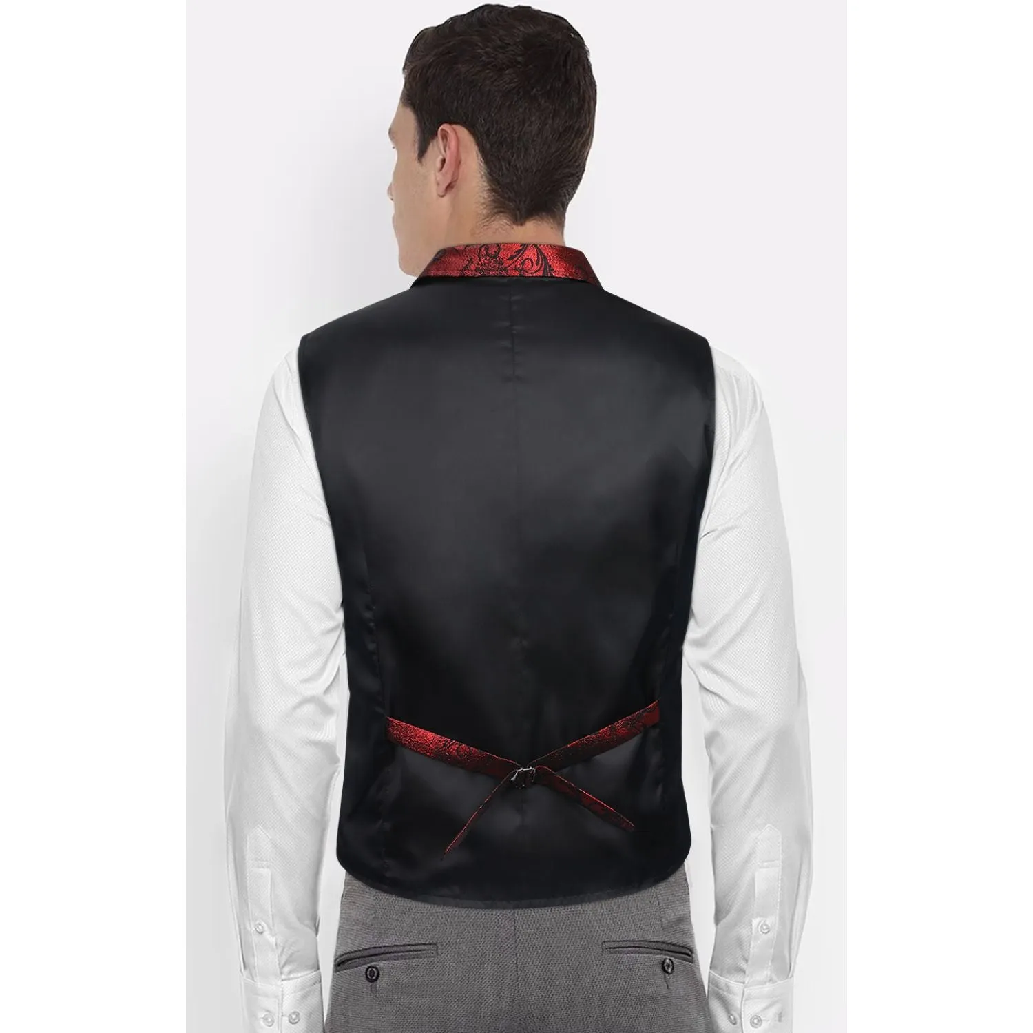 Gothic Lapel Party Vest for Men - RED/BLACK-5