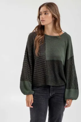 Green Textured Tie Back Sweater - FINAL SALE